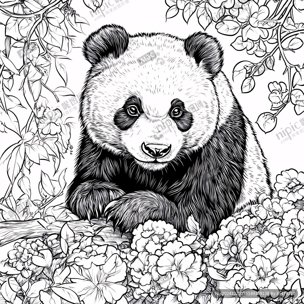手繪插畫大熊貓