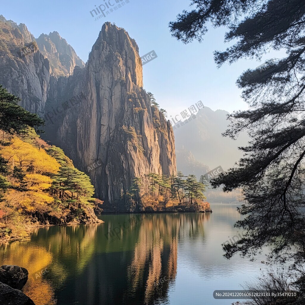 美麗山水迎客松
