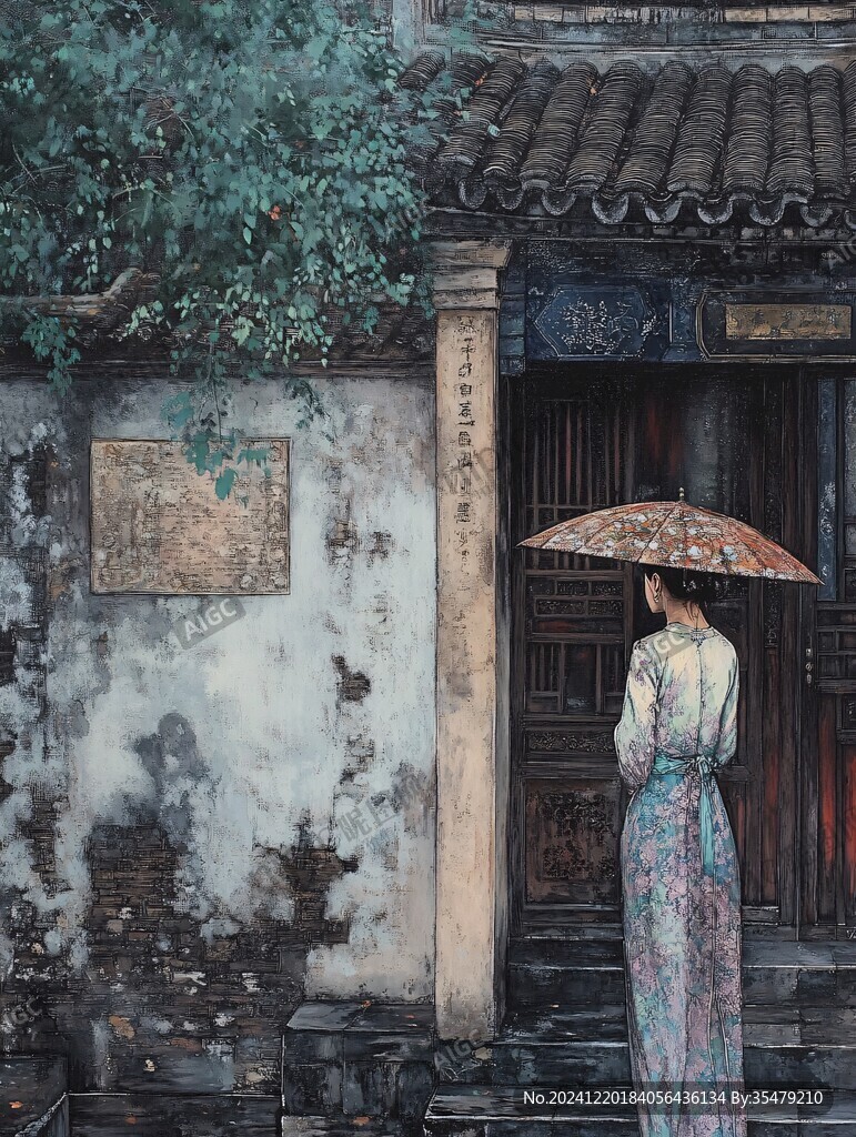 打著油紙傘