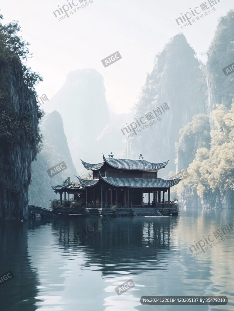 山水樓閣雅致意境風(fēng)