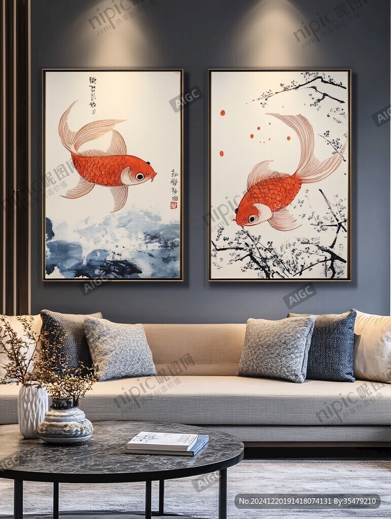 新中式鯉魚裝飾畫
