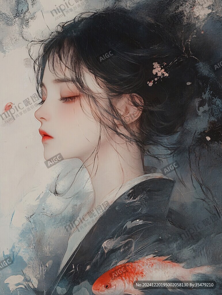 古風(fēng)美女頭像插畫封面