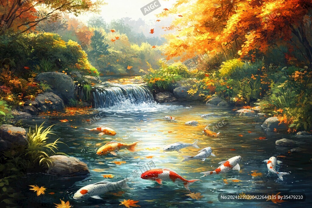 鯉魚溪流背景