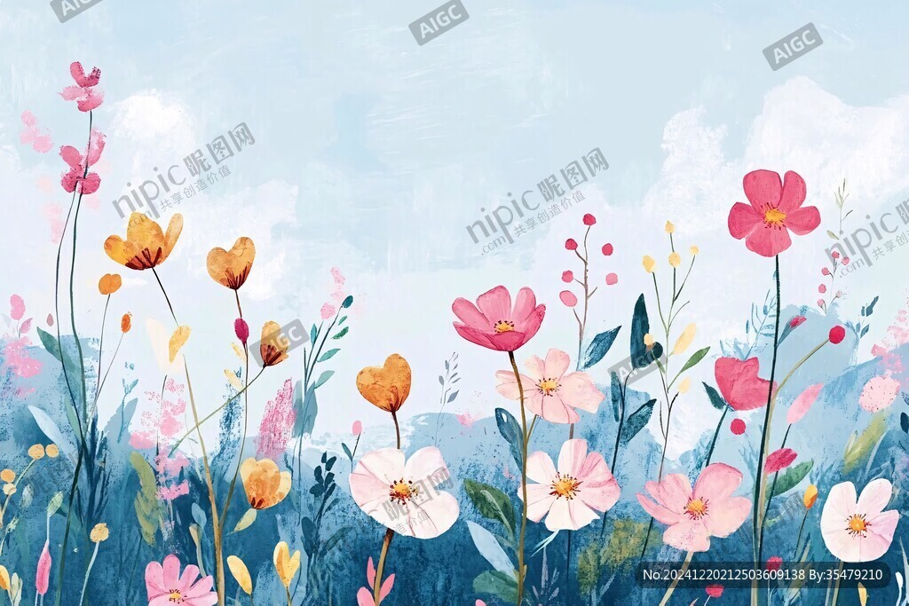花叢插畫