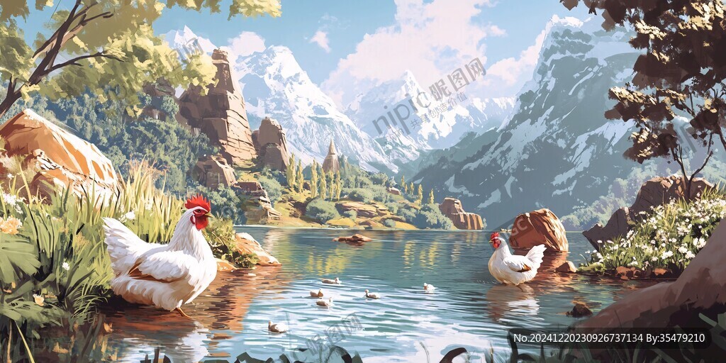 高山散養(yǎng)雞插畫