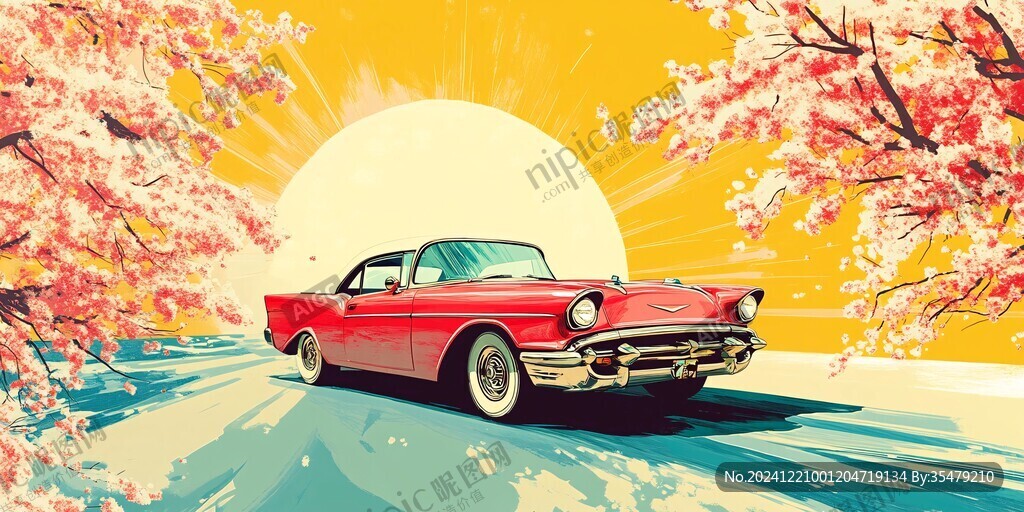 復(fù)古車插畫