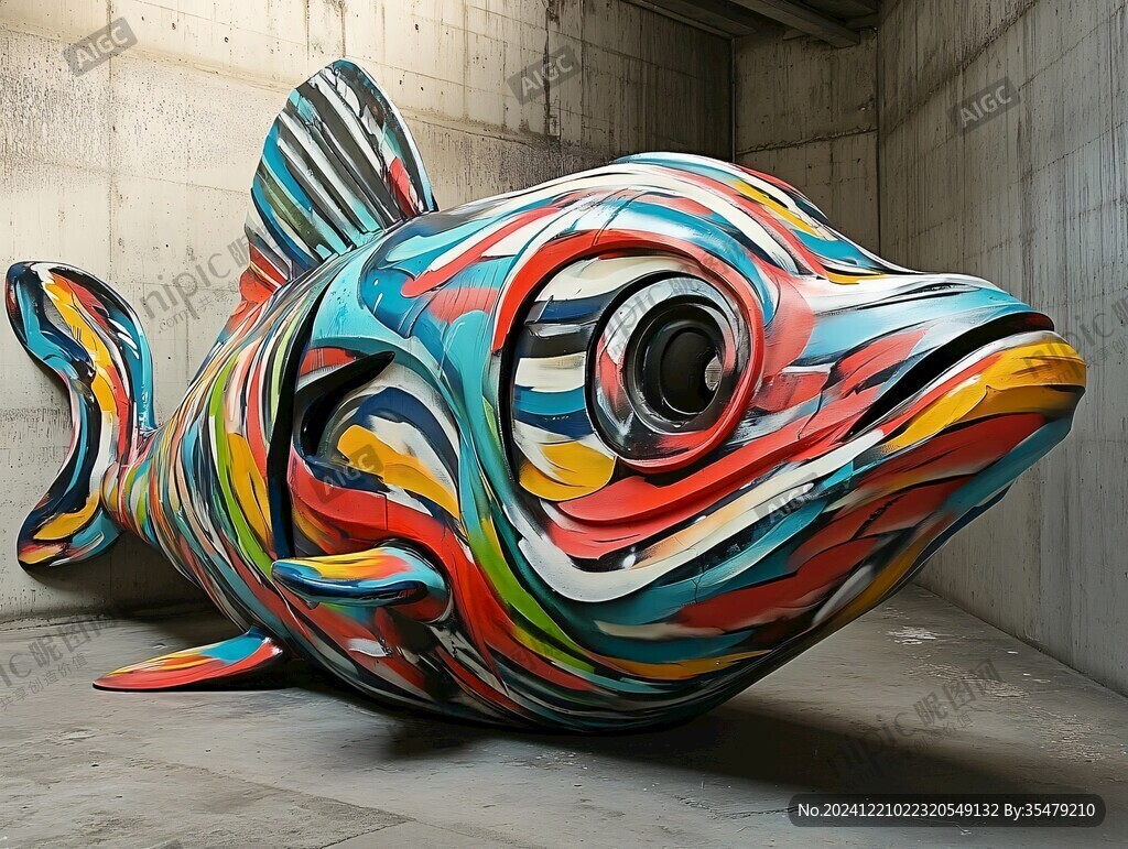 抽象魚雕塑