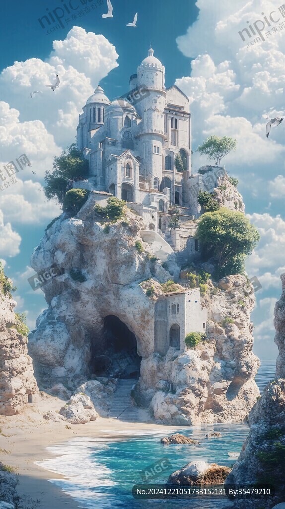 海島海邊城堡美景