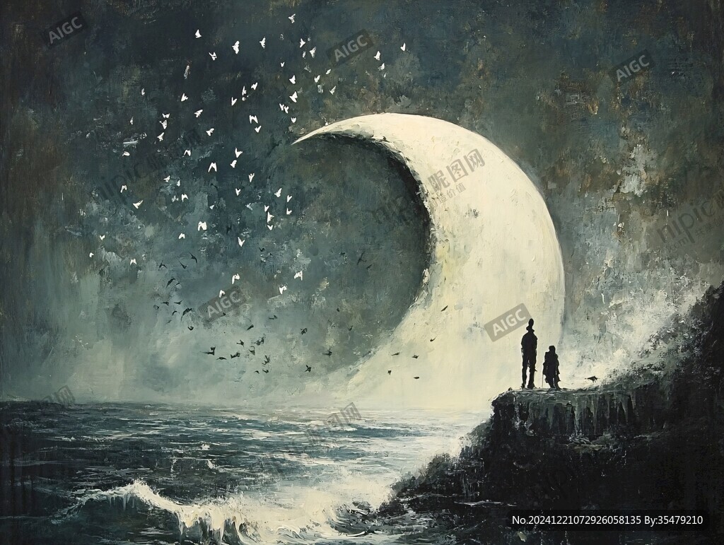 月夜油畫