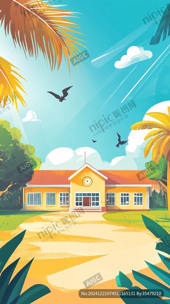 夏天畢業(yè)旅行戶外插畫