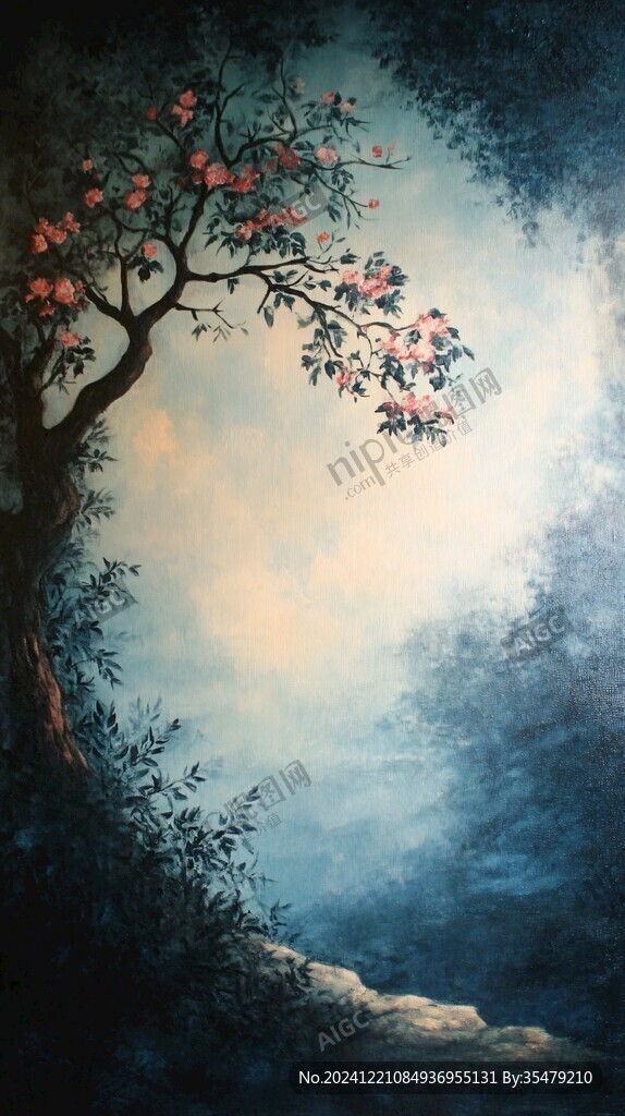 意境風景畫插畫中堂畫