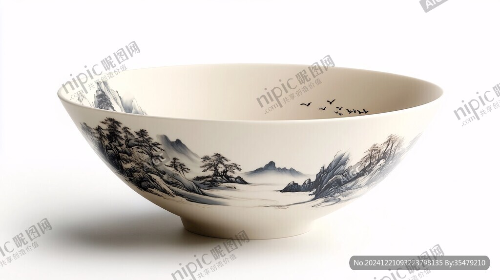 山水紋碗