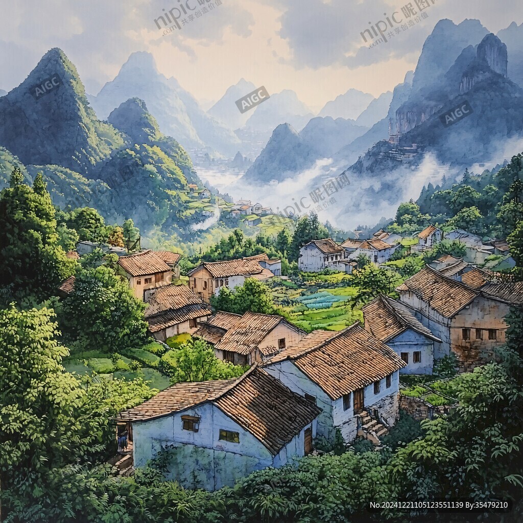 寫實古鎮(zhèn)插畫
