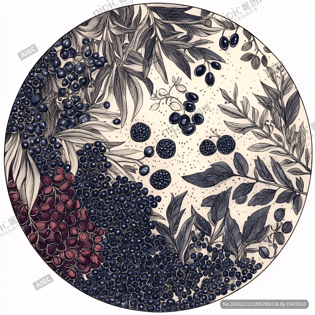 銅版畫藍莓
