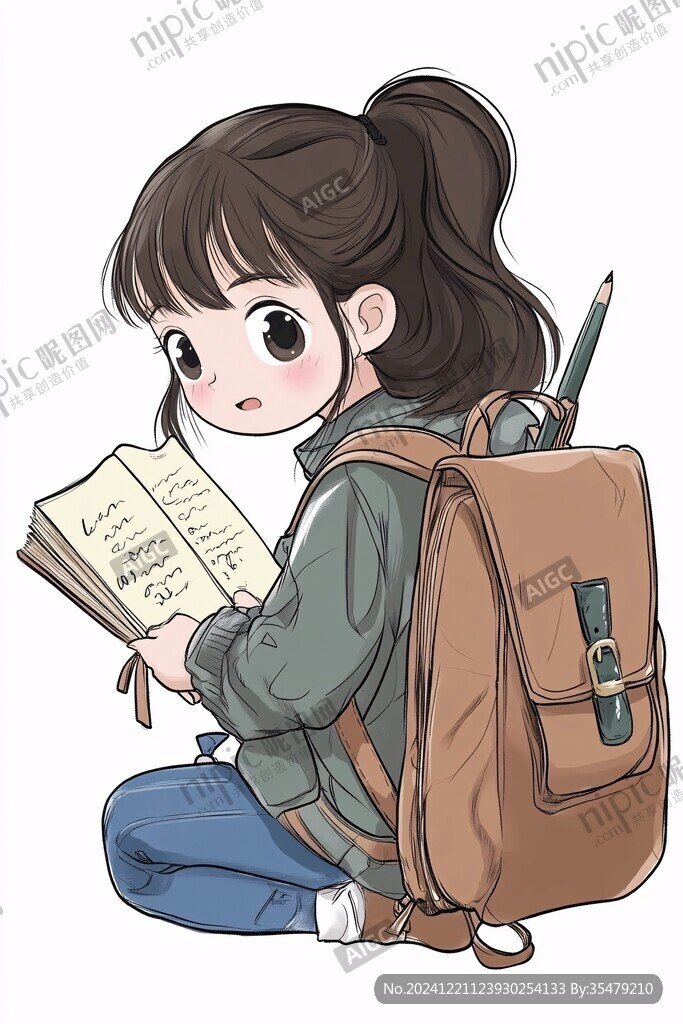 書包手繪女孩