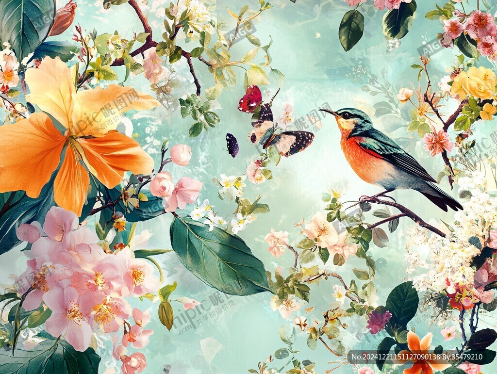 唯美花鳥背景