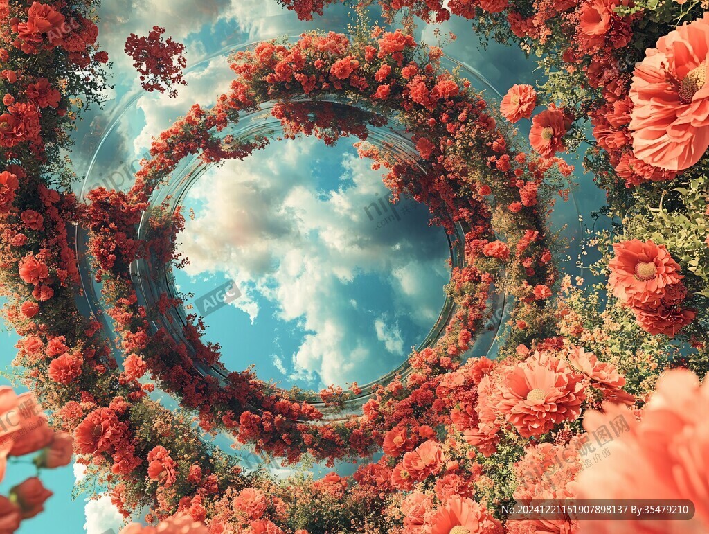 3d立體玫瑰花藤背景