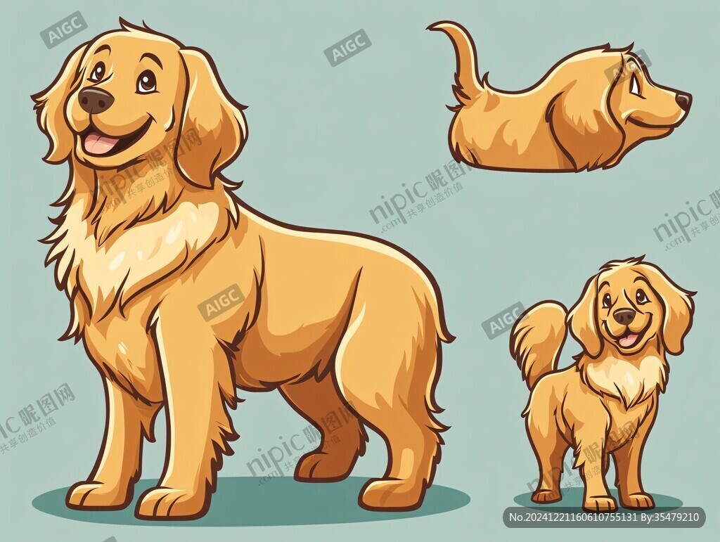 卡通金毛犬