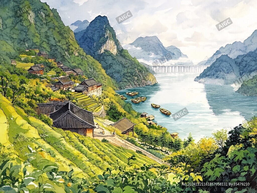 融水縣風光插畫