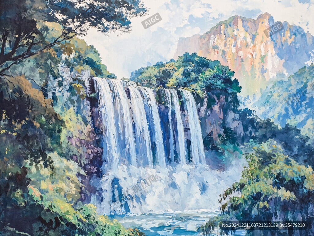黃果樹瀑布油畫