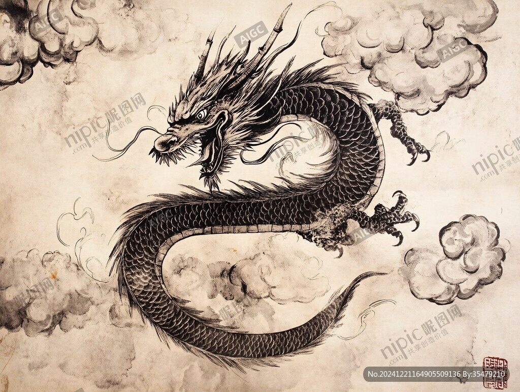 藝術(shù)手工繪制龍圖