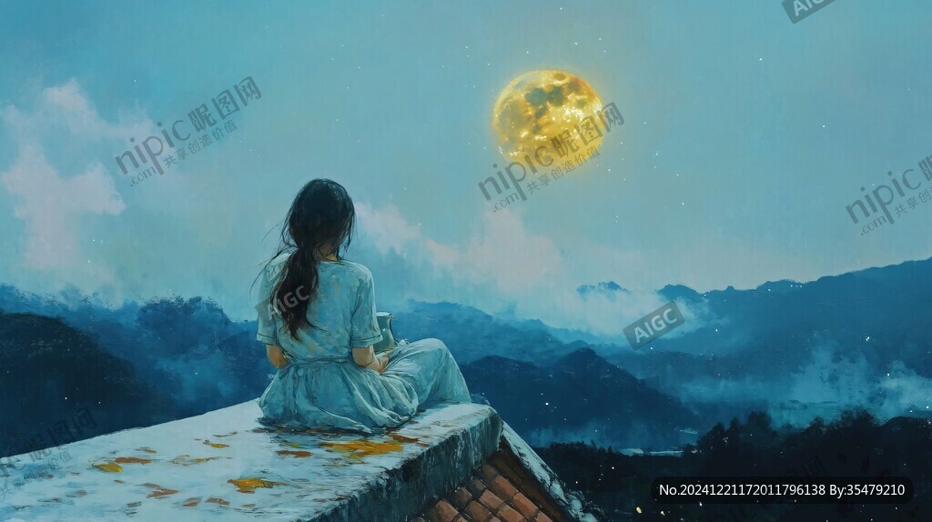 月光插畫月光下