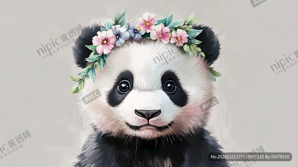 寫實熊貓插畫