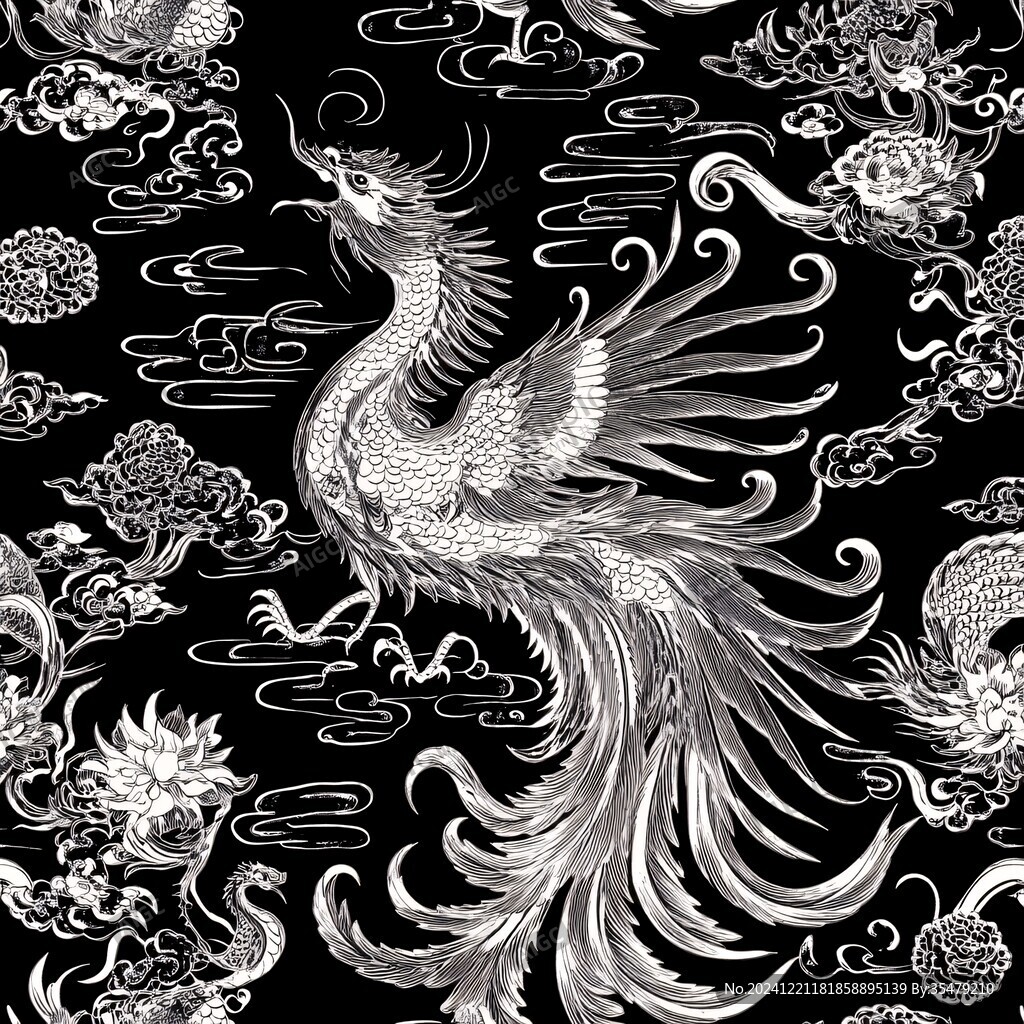 鳳凰牡丹圖案