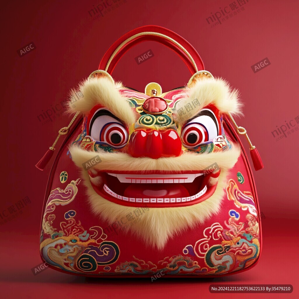 舞獅包裝插畫