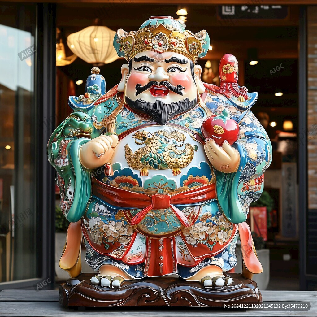 彩色陶瓷財神爺