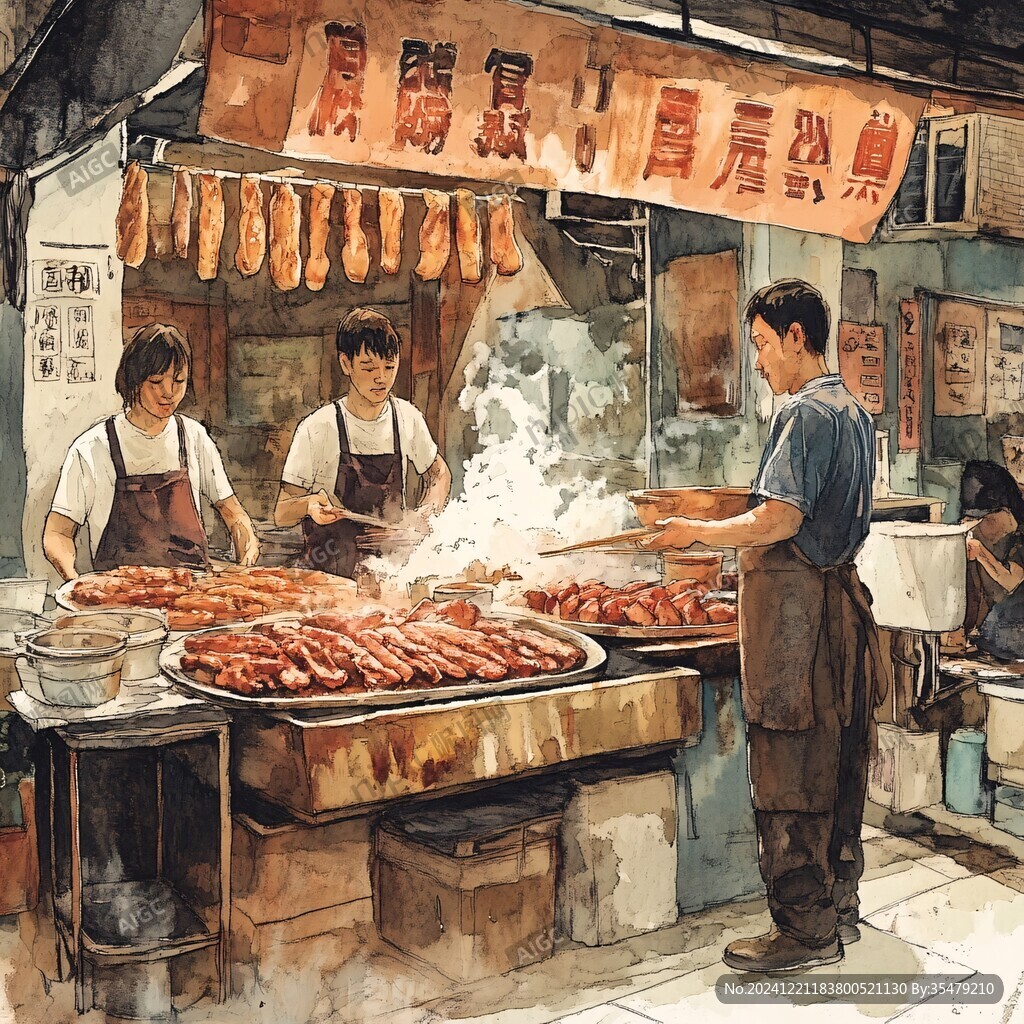 腌鹵店插畫