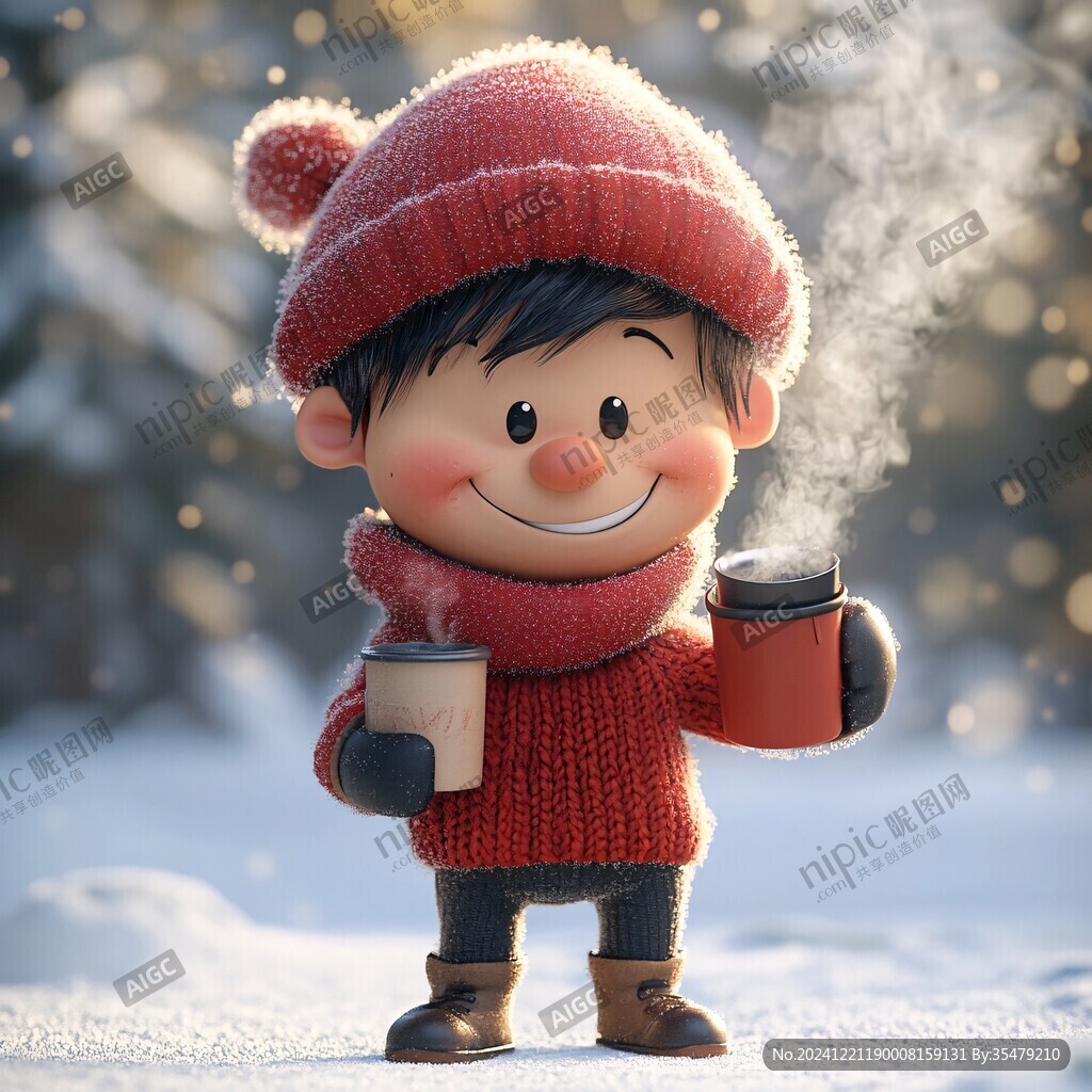 東北小孩春節(jié)雪人