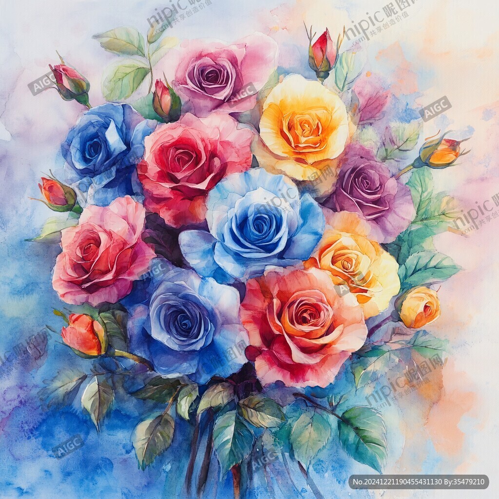 玫瑰油畫玫瑰花卉