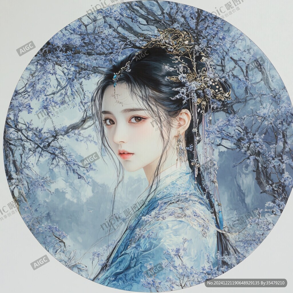 古風(fēng)美女頭像插畫封面