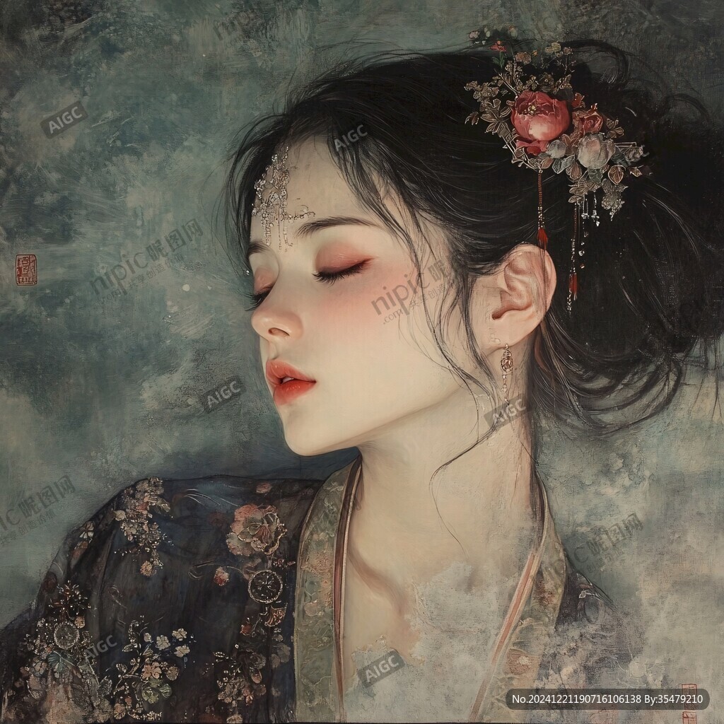 古風(fēng)美女頭像插畫封面