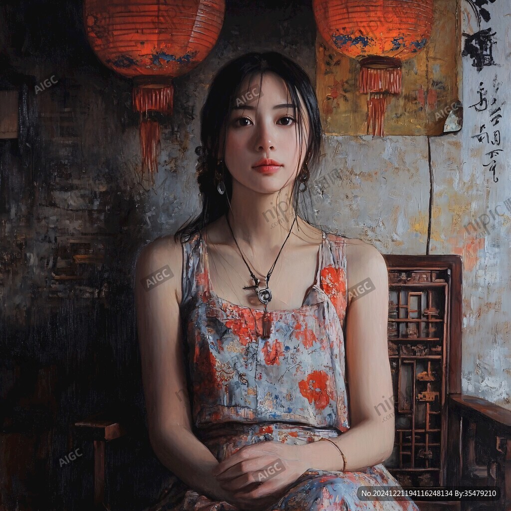 江南美女油畫