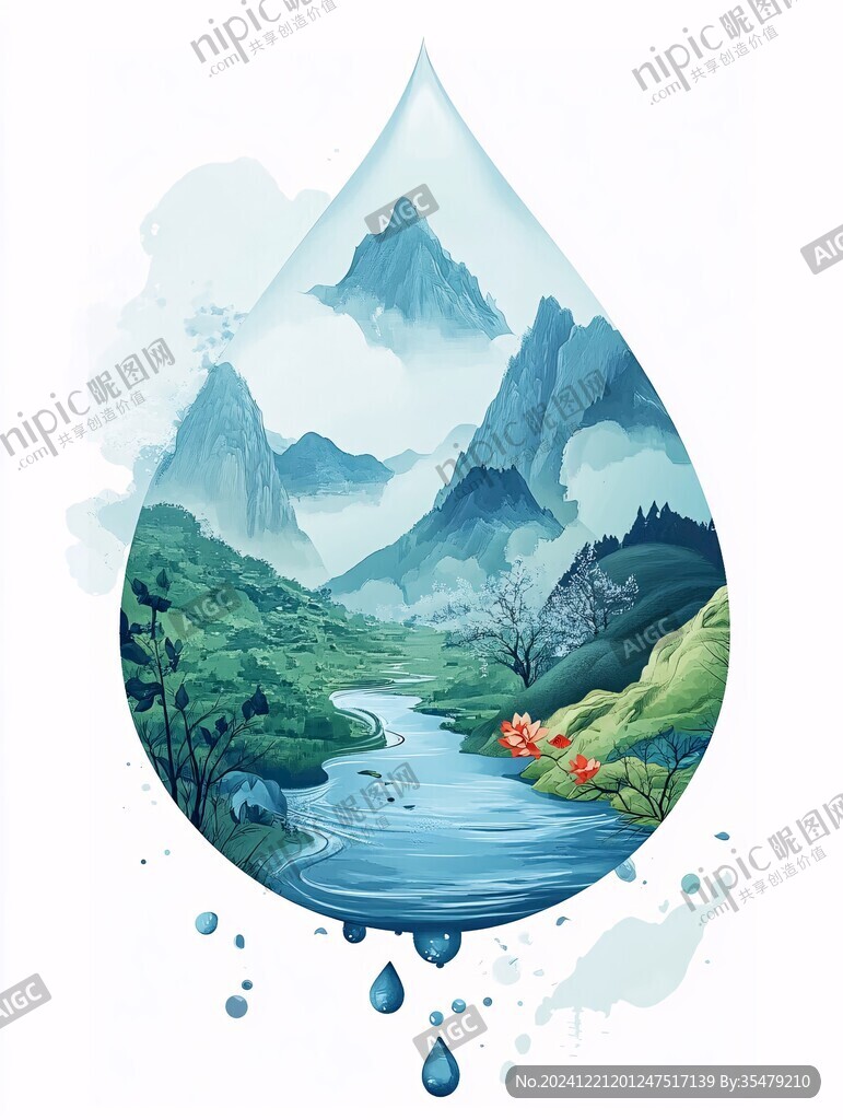 山泉水插畫