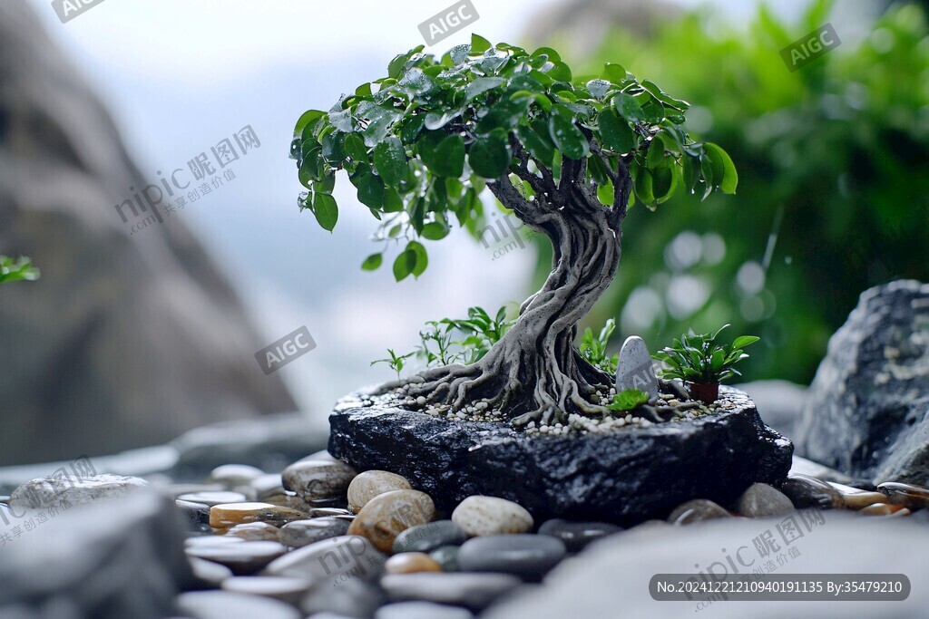 石頭上的一棵小樹