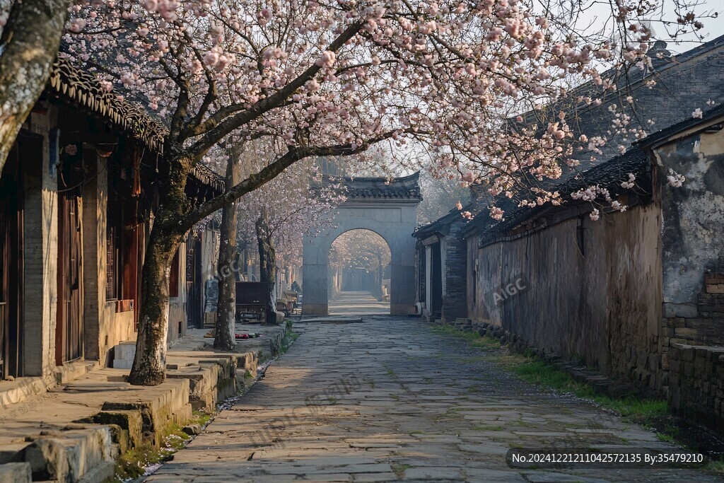 桃花盛開的古鎮(zhèn)