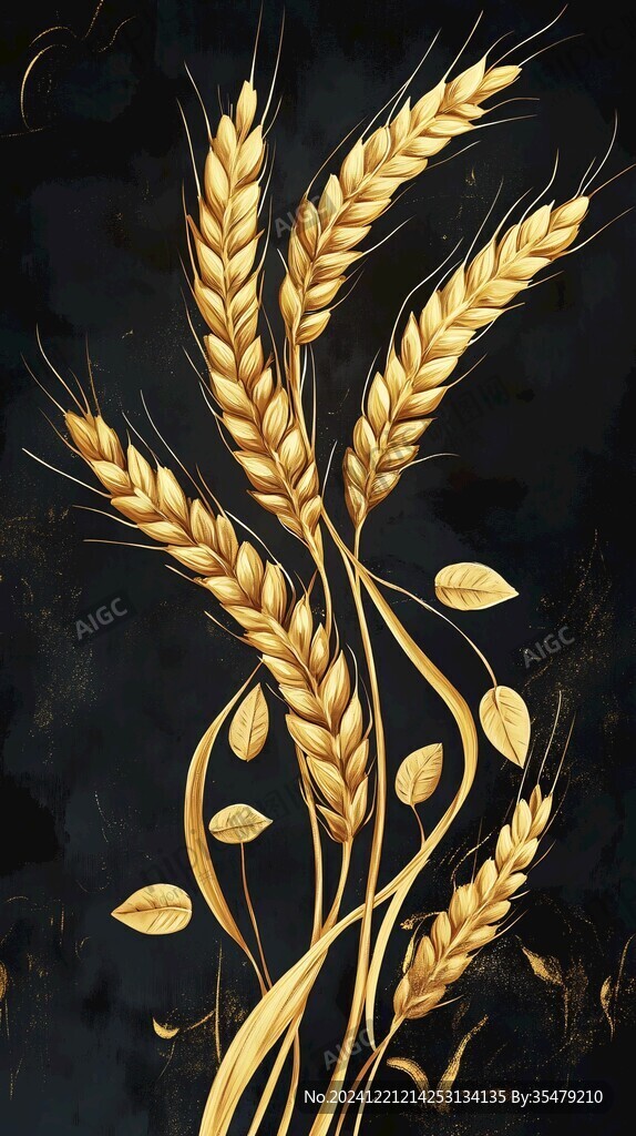 金色麥穗插畫