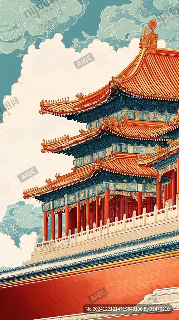 樓角故宮插畫(huà)