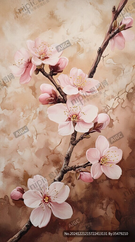 油畫桃花開