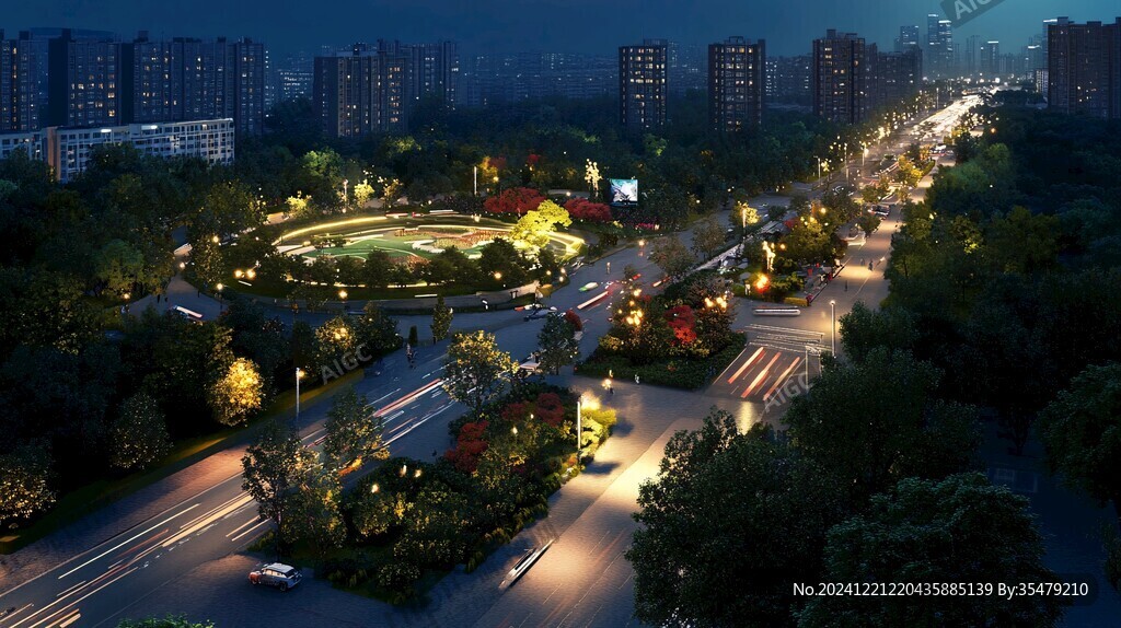 綠化帶夜景效果