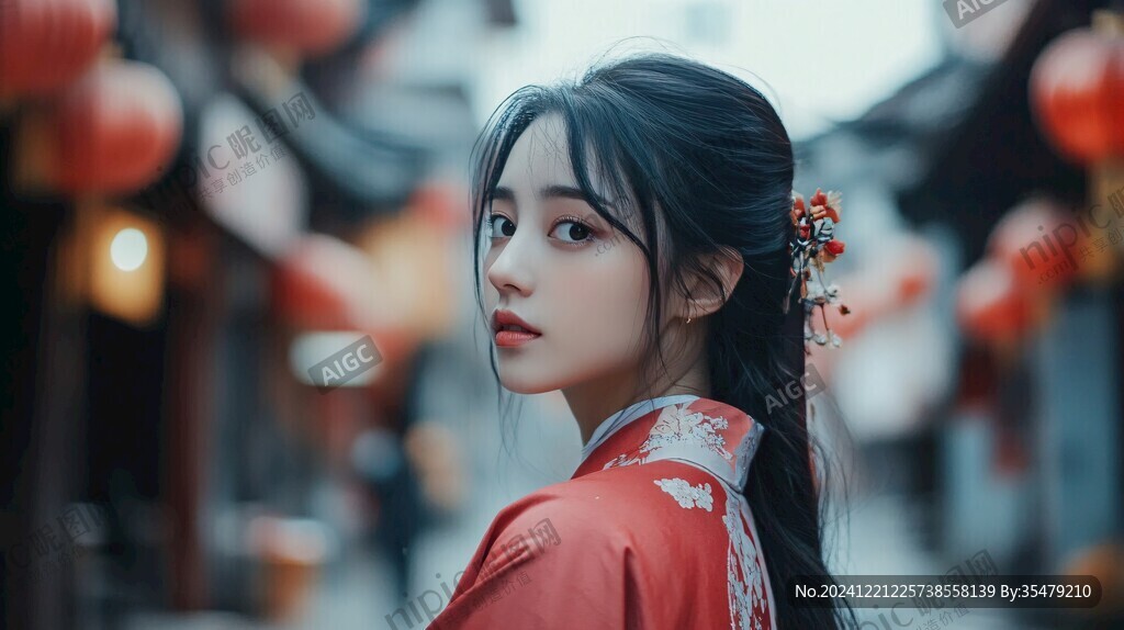 古風(fēng)美女過(guò)年