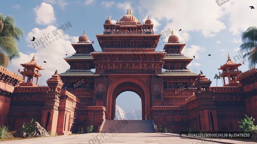 古代宮殿建造場景