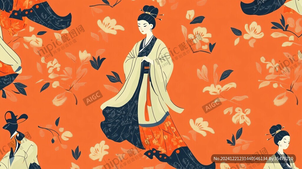 漢服女性插畫