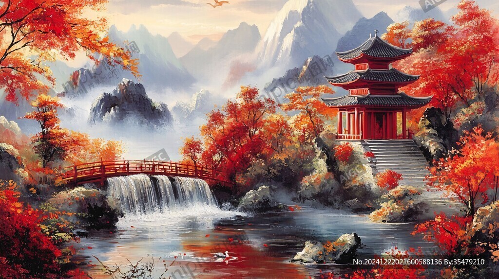 樓閣山水意境畫