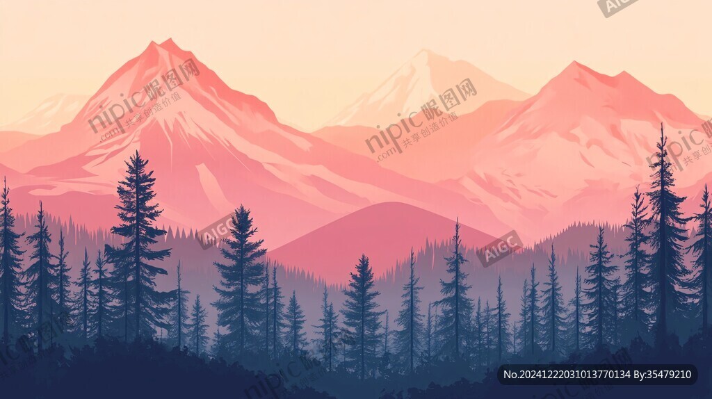 山風(fēng)景插畫包裝