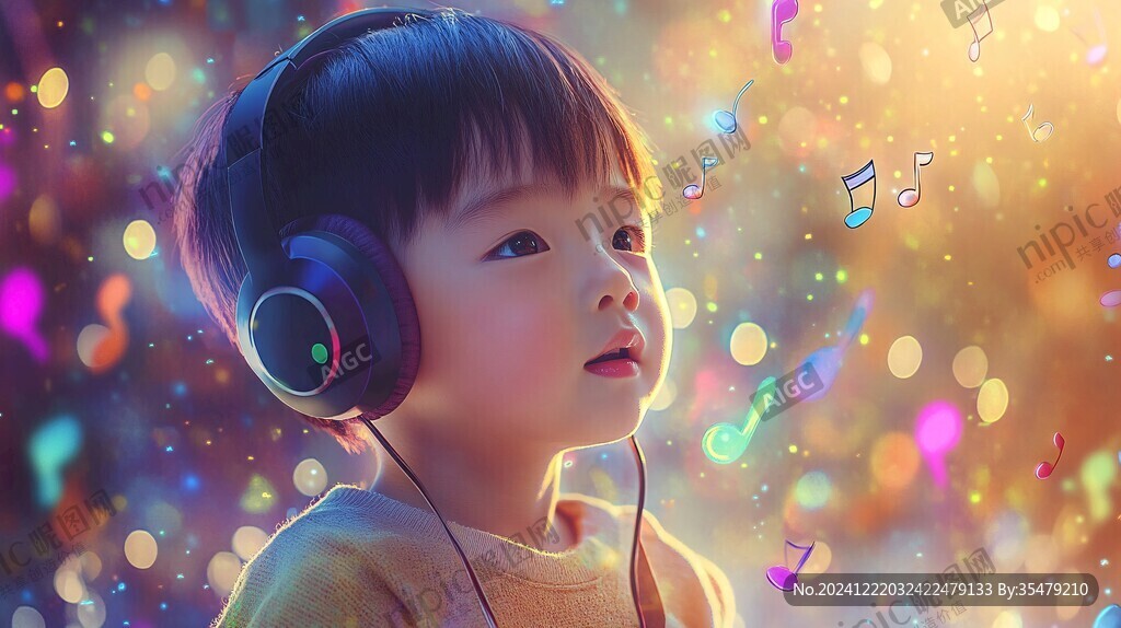 聽歌的小女孩
