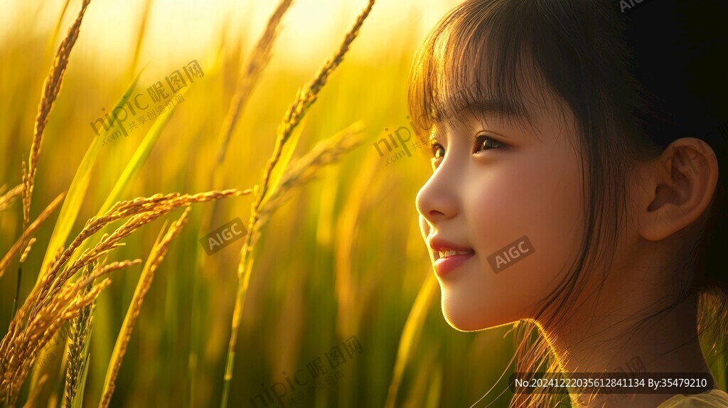 稻田與少女